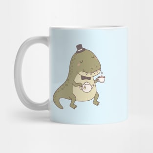 Cute Dinosaur Trex with Teapot and Tea Mug